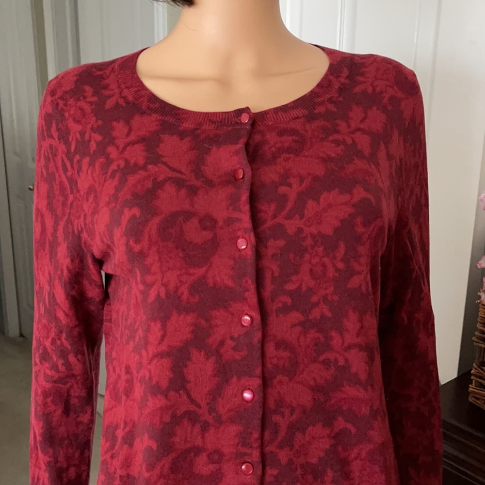 Talbots Cotton Poly Wool Pattern Button Cardigan - image 4